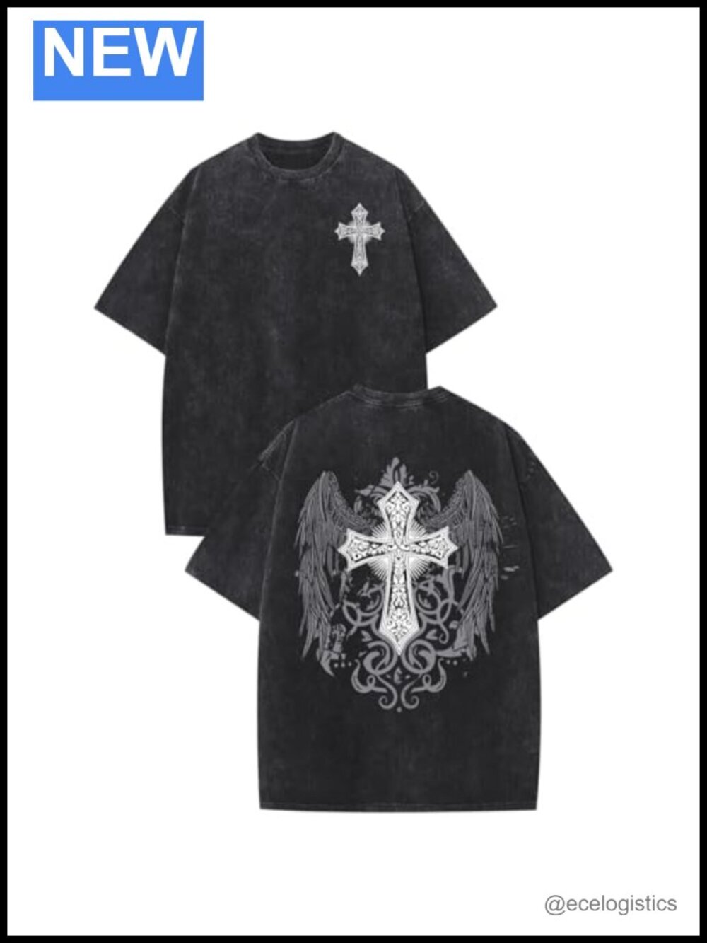 Vintage Goth Punk Graphic Tee Oversized Crew Neck Cotton Shirt